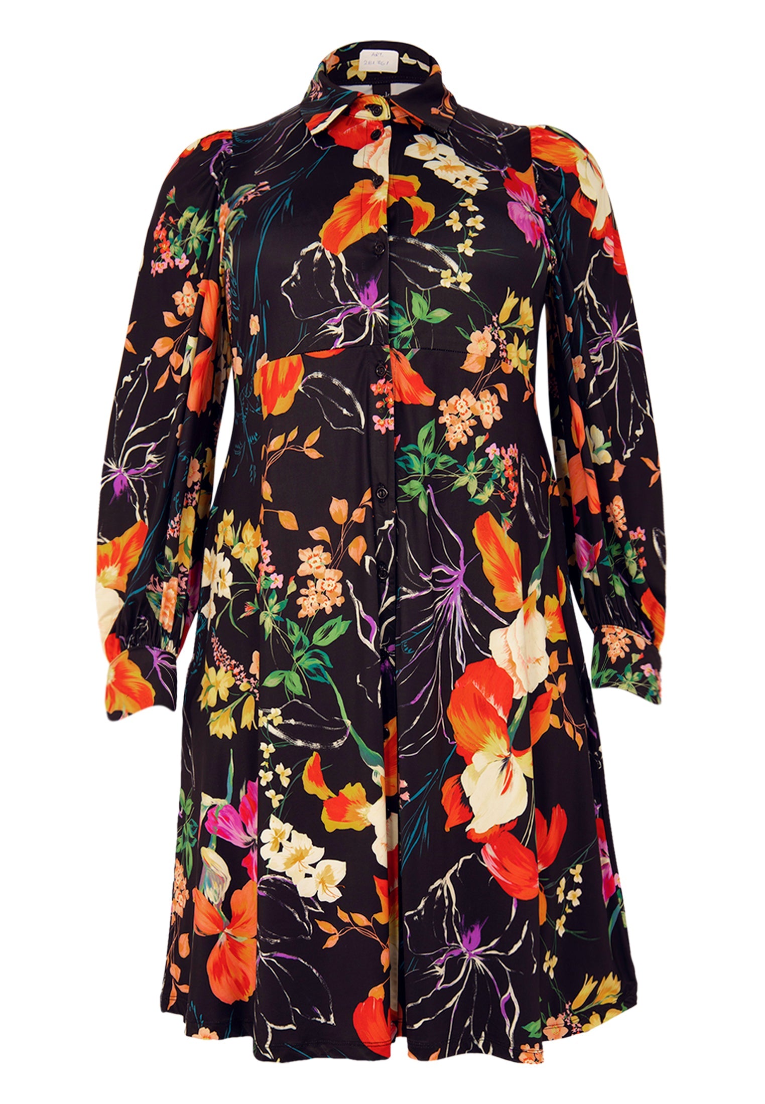 Livkurva ™ | Blommig Klänning med Långa Ärmar