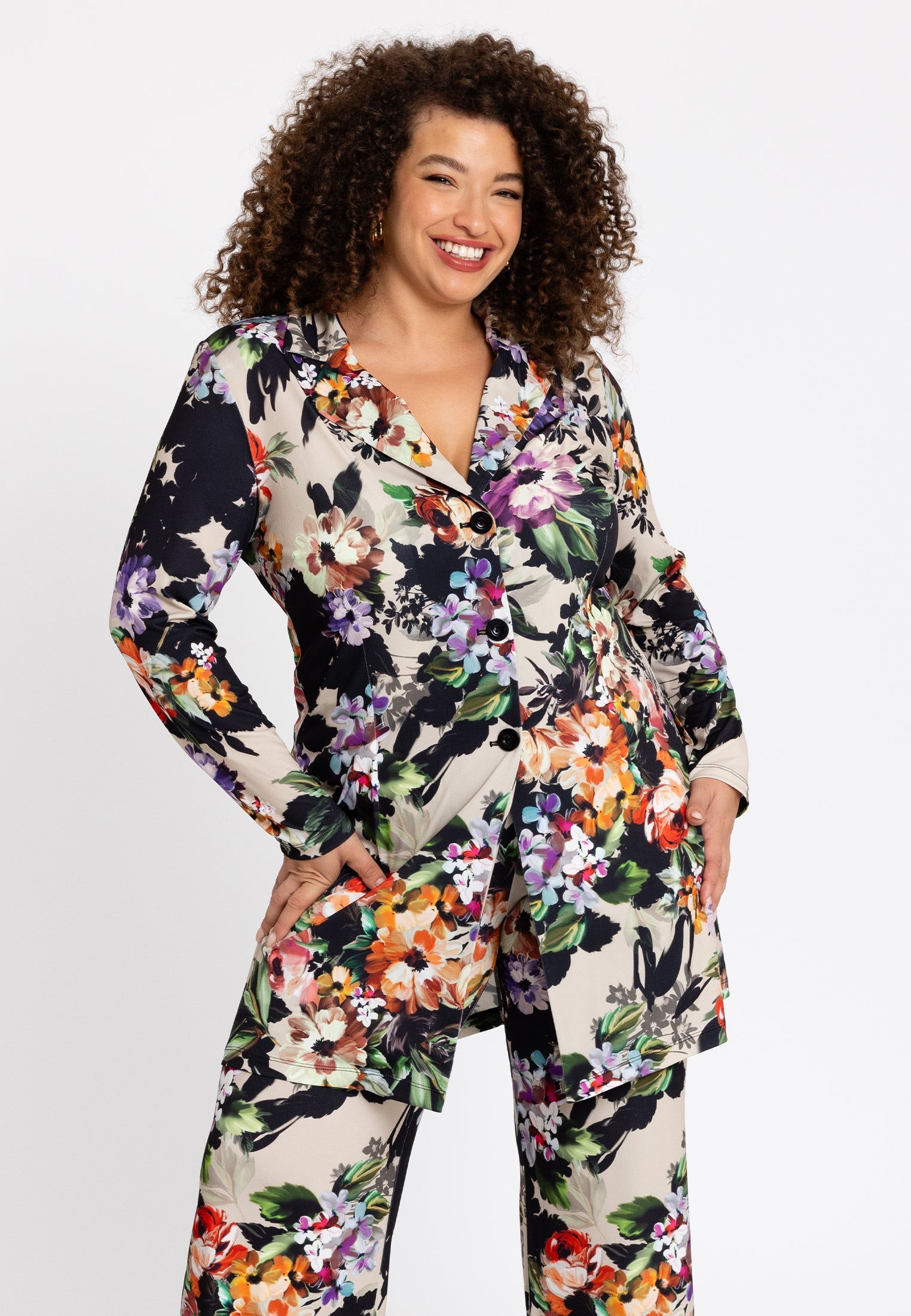 Livkurva ™ | Blazer Svart Blommig