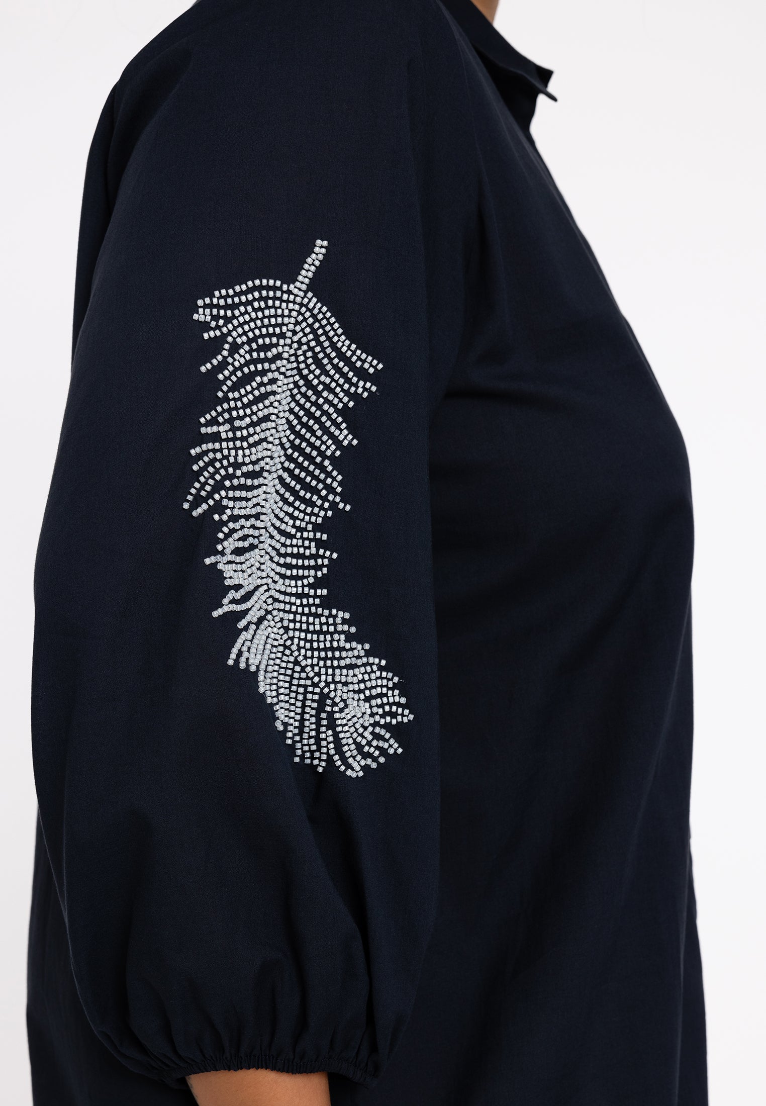 Livkurva ™ | Lång Mörkblå Bomullsblus