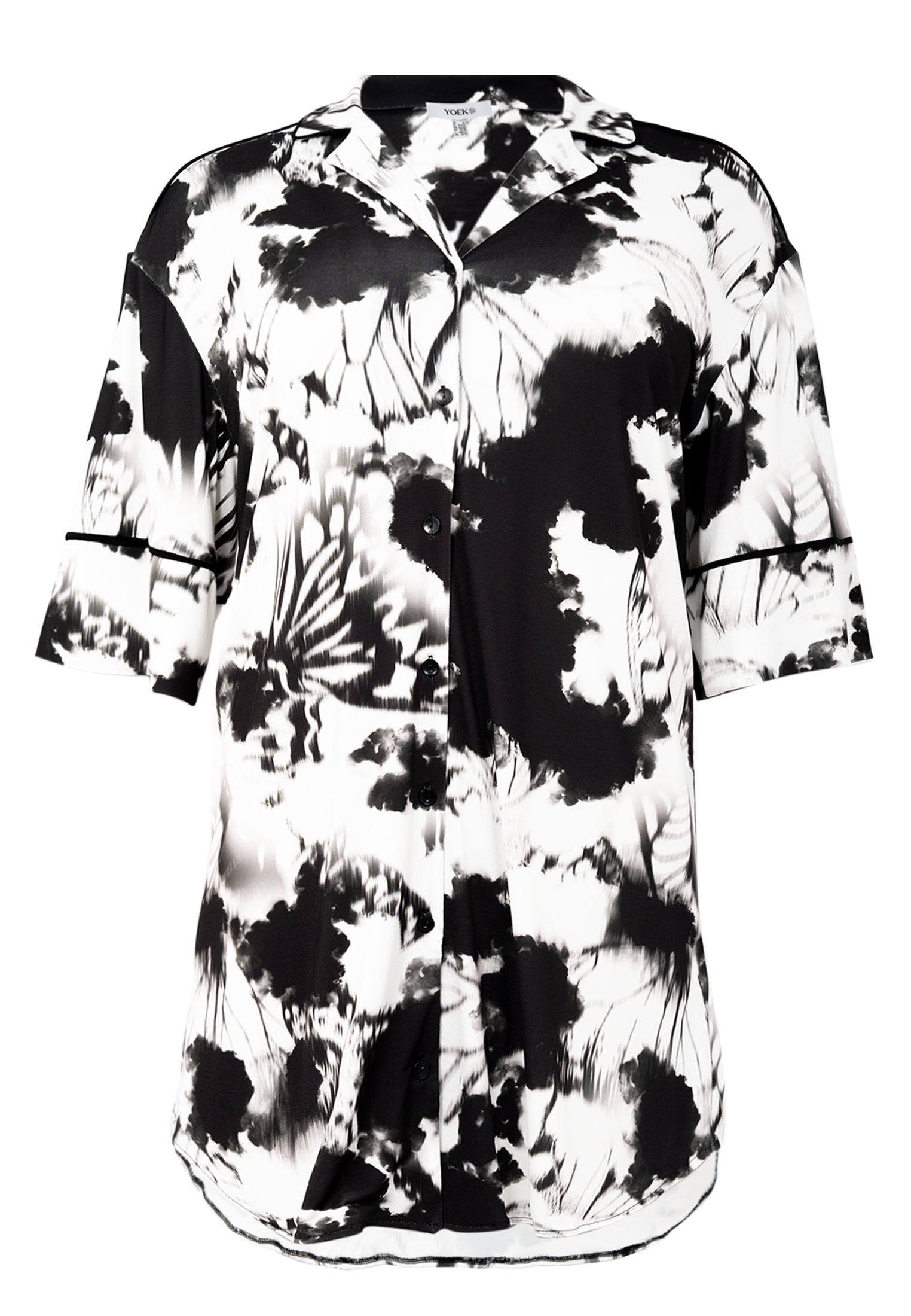 Livkurva ™ | Tvåfärgad Skjortklänning med Fjärilsprint