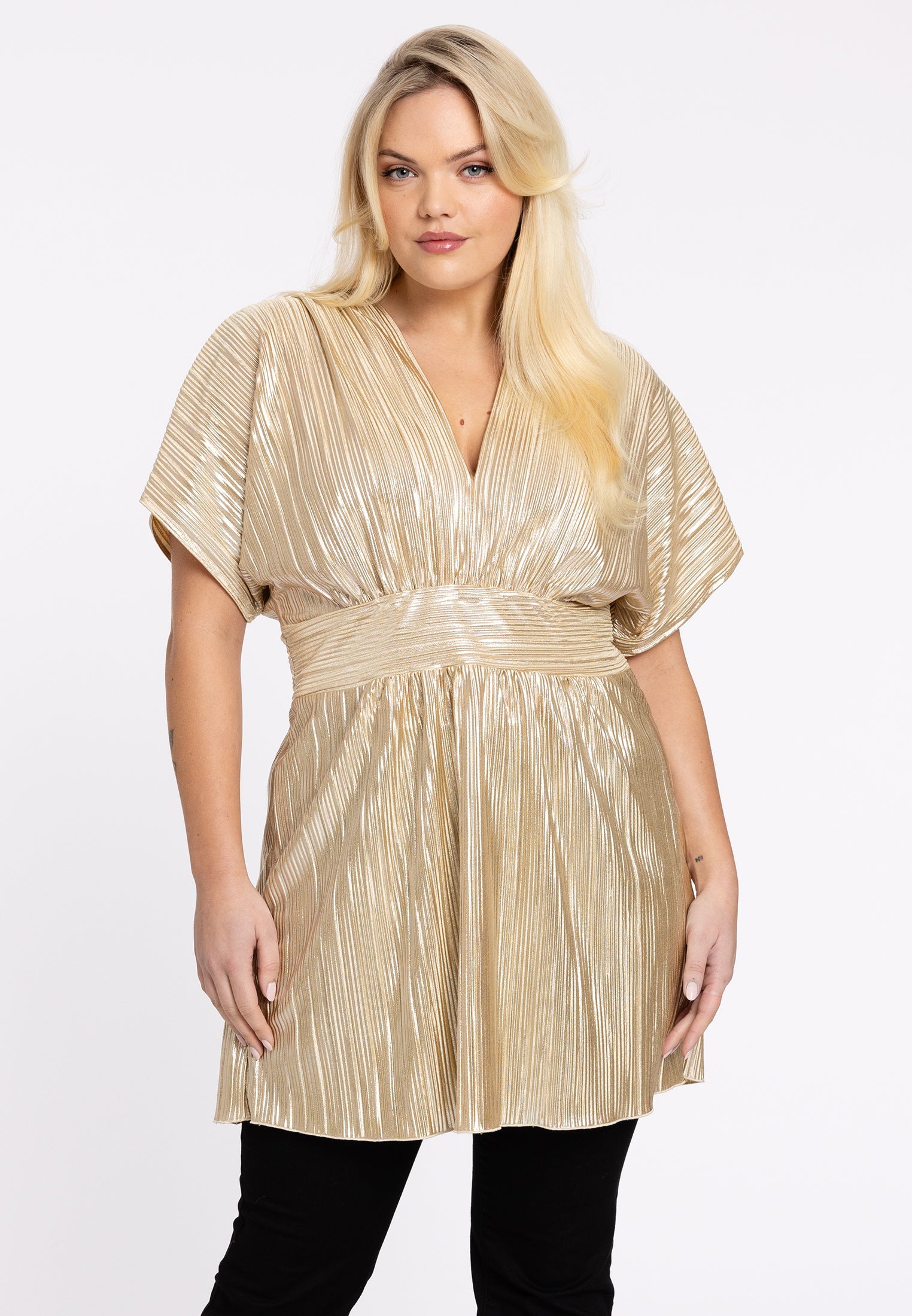 Livkurva ™ | Glittrande Guldig Tunikamed