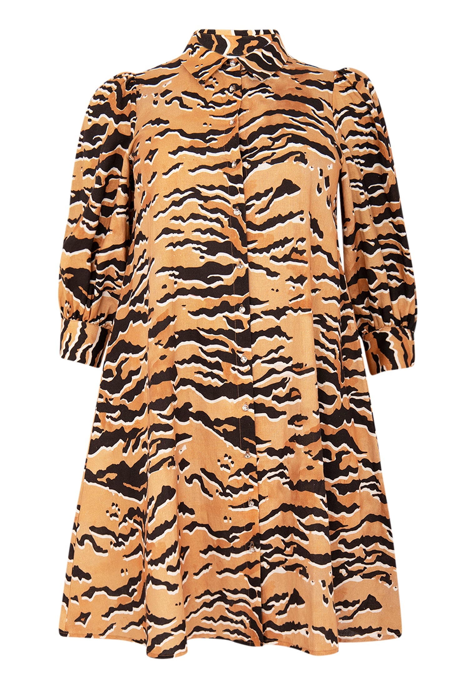 Livkurva ™| Beige Klänning med Svarta Ränder