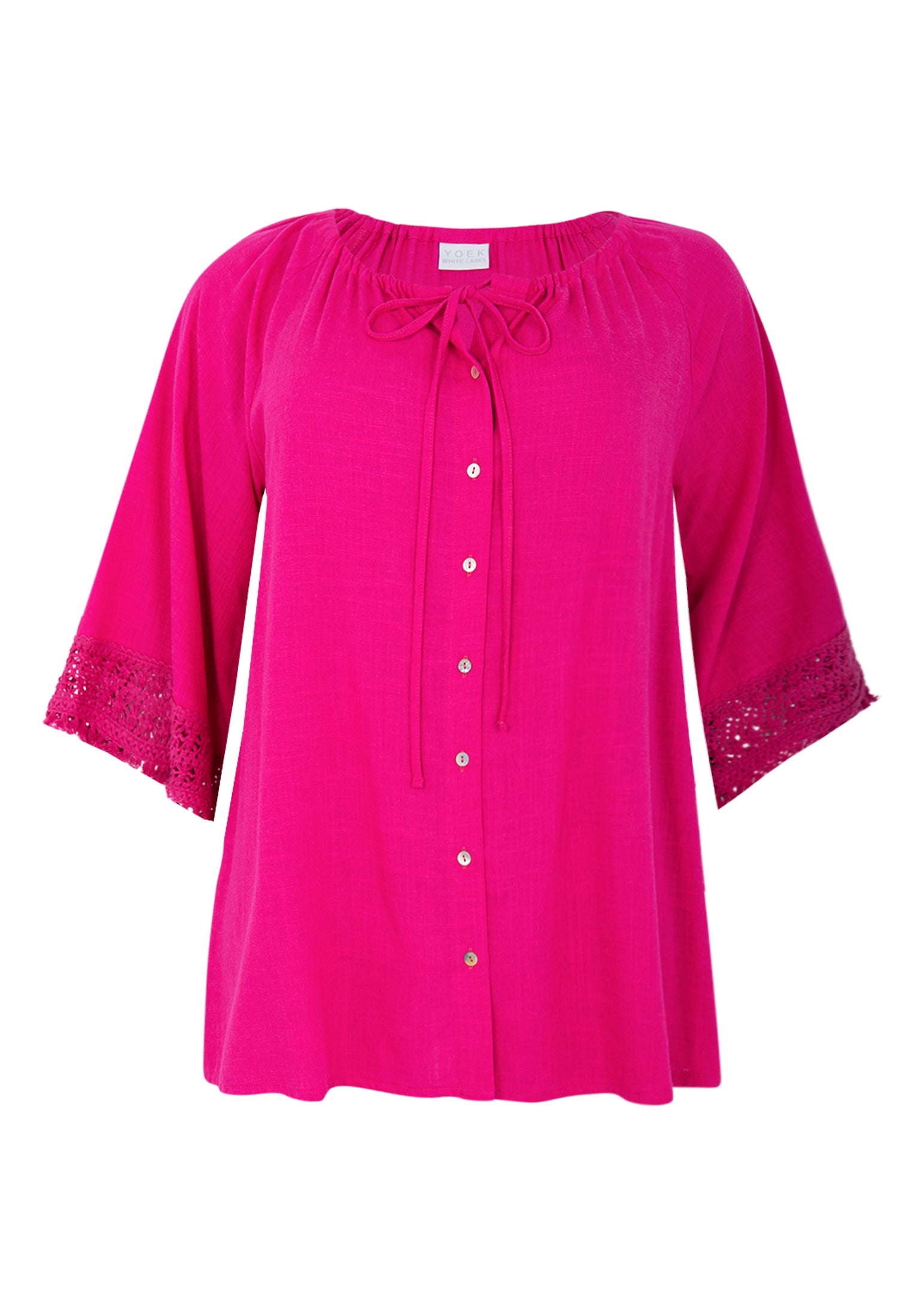 Livkurva ™ | Fuchsia Blus med Vida Ärmar