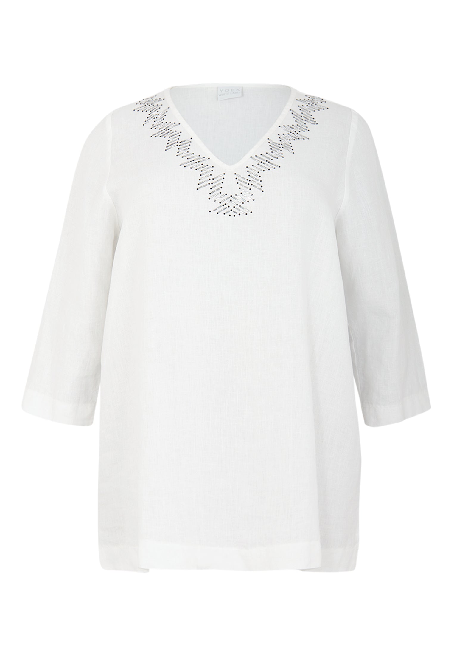 Livkurva ™ | Vit Linneblus med Strass