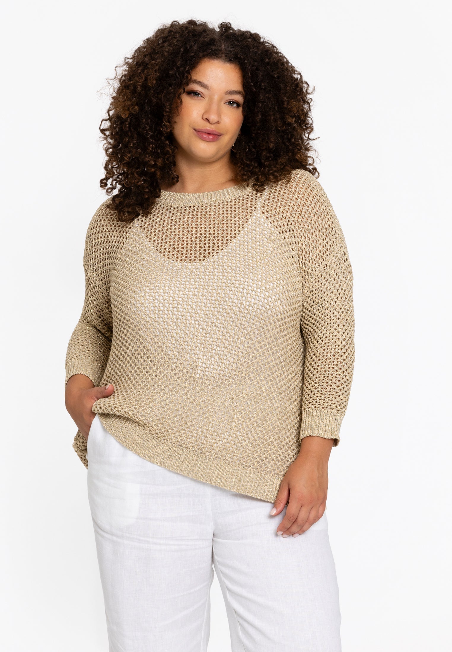 Livkurva ™ | Guldfärgad Virkad Pullover