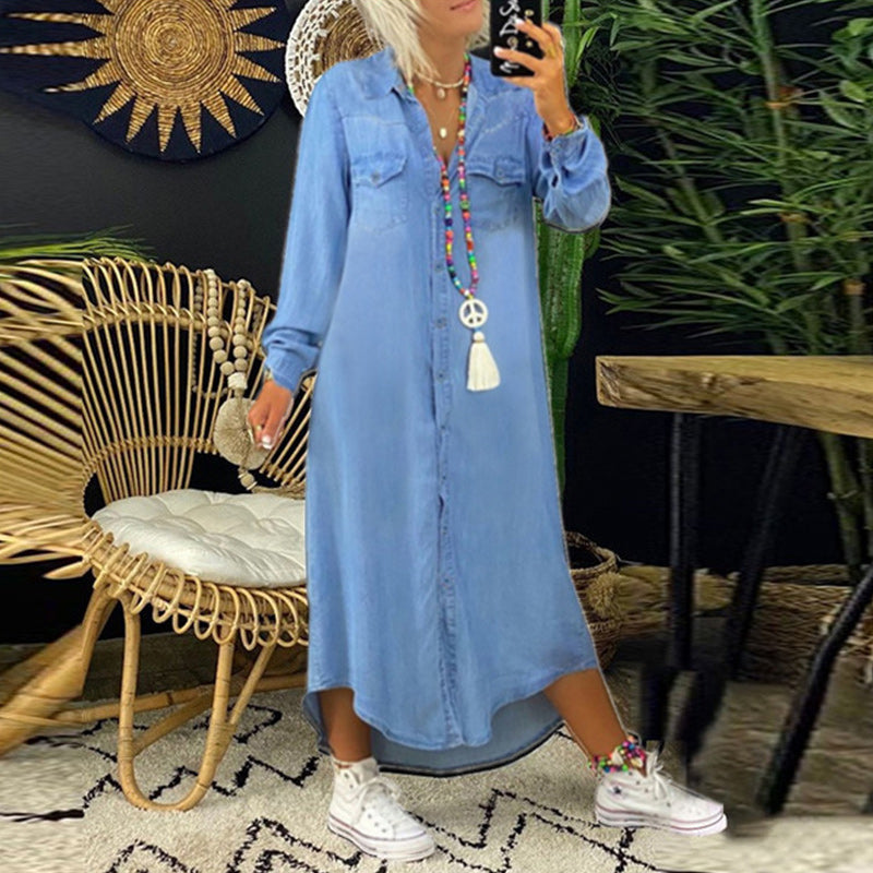 Livkurva ™ | Långärmad klänning i denim