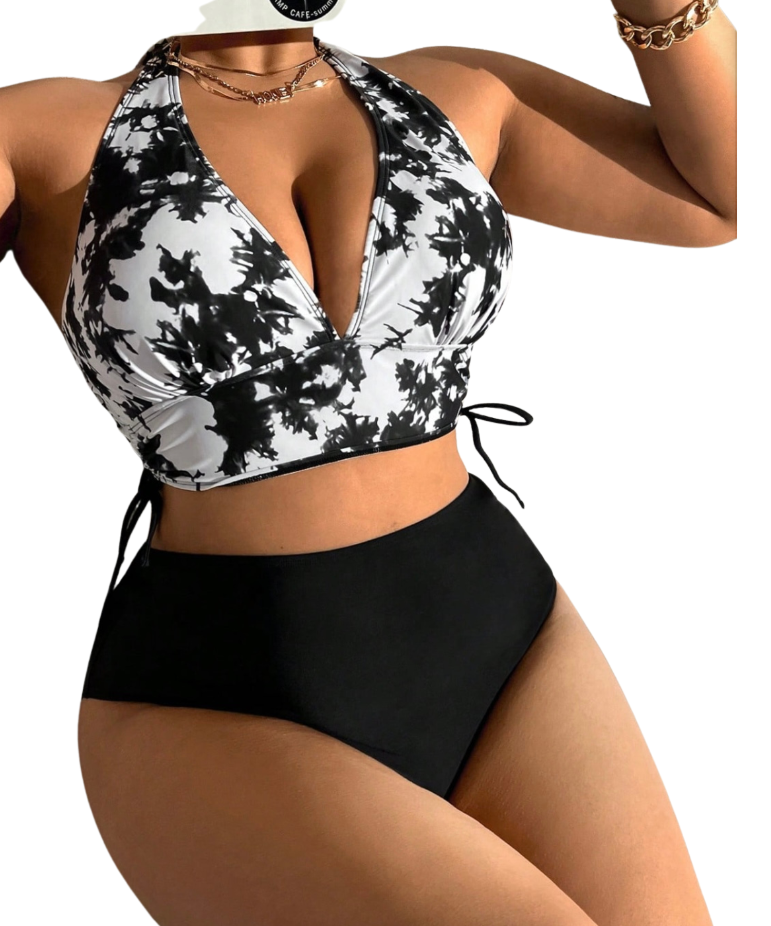 Livkurva ™ | Tie-Dye Bikinitopp Svart-Vit